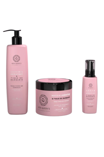 Gamme trio Kératine et Figue de Barbarie (shampoing + masque + serum) – Kera Queen’s