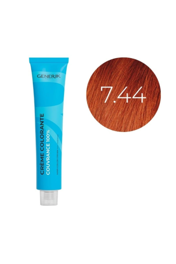 Coloration d'oxydation 7.44 Blond Cuivré Intense Générik 100ml