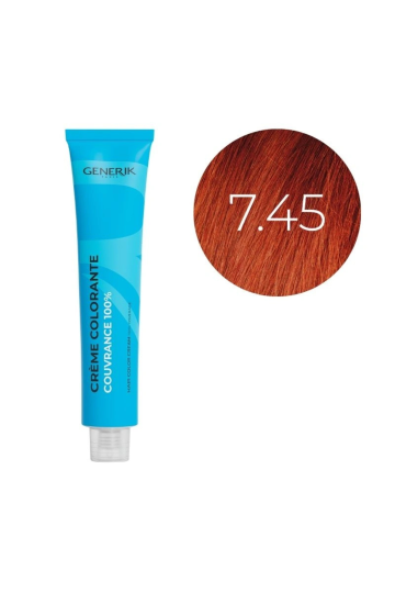 Coloration d'oxydation 7.45 Blond Cuivré Acajou Générik 100ml
