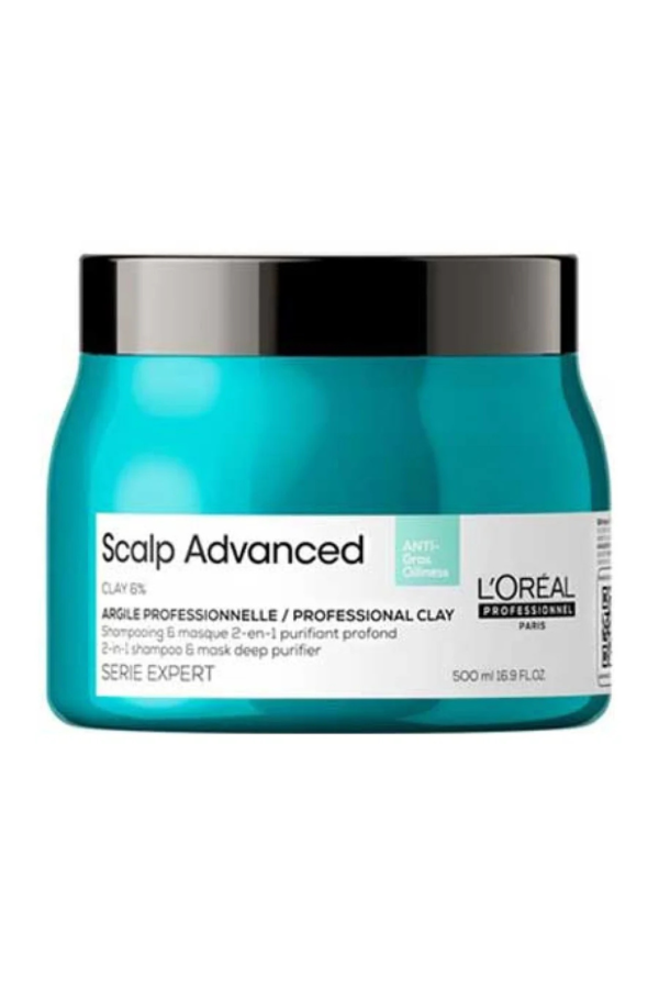 L'Oréal  Shampoing & masque 2-en-1 - Scalp Advanced - Cheveux gras 500ml
