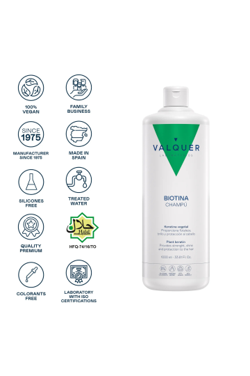 Shampooing Biotine VALQUER 1000ml Sans Sulfates