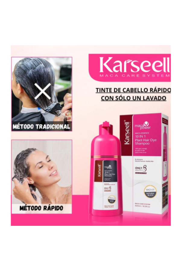 Karseell Shampoing colorant 10 en 1 - Noir