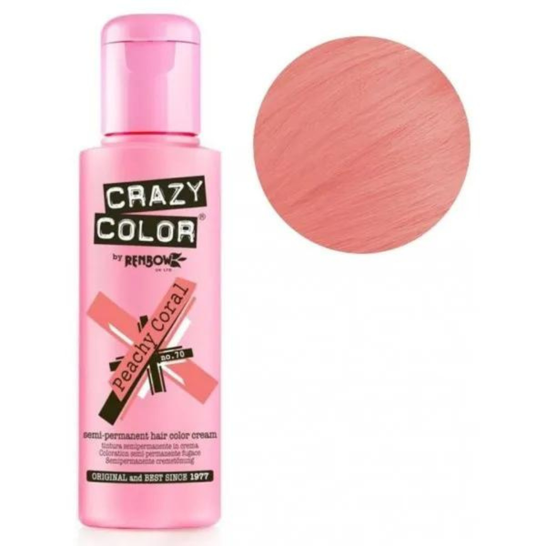 Coloration Rose Peachy Coral n°70 semi-permanente CRAZY COLOR 100ml