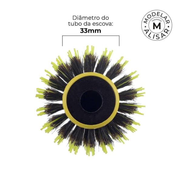 Brosse ronde céramique jaune MQ