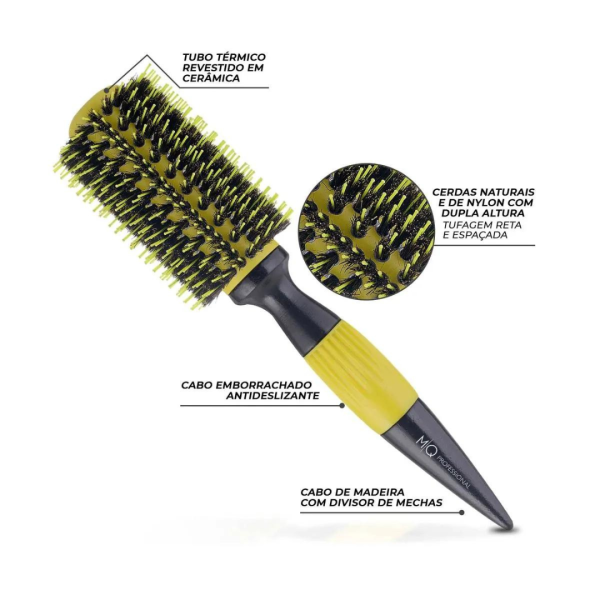 Brosse ronde céramique jaune MQ