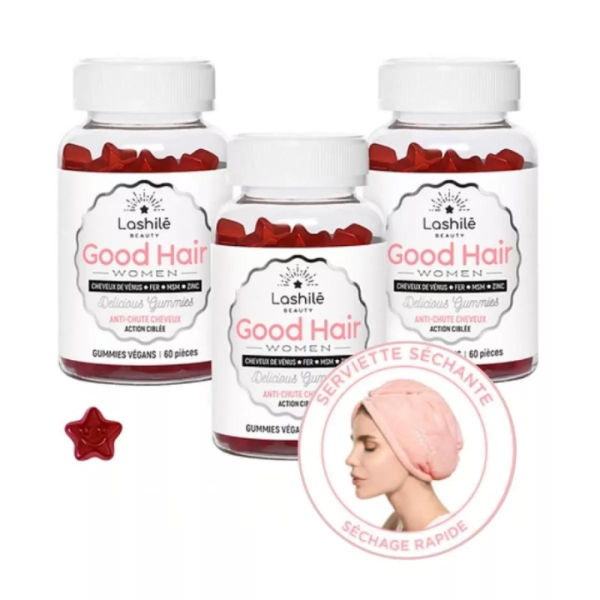 LASHILE Trio GOOD HAIR 3x60 Gummies + Serviette