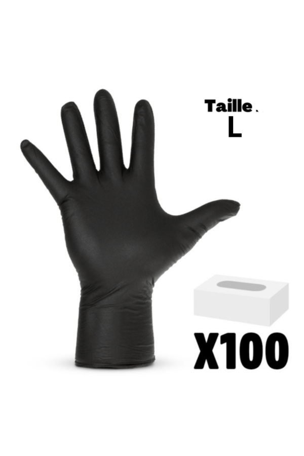 Gants jetable noir  - x100 taille L