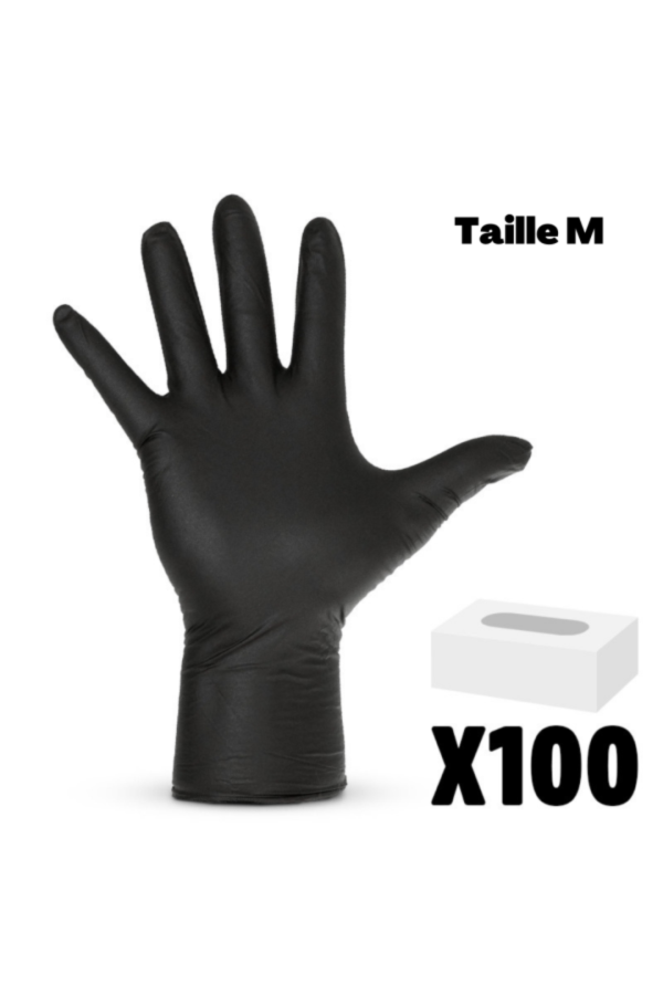 Gants jetables noir - x100 Taille M